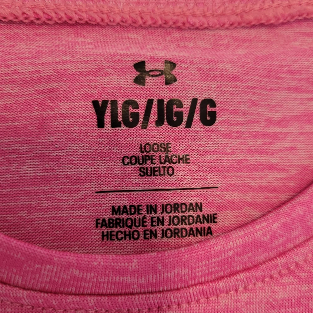 NWOT Under Armour Big Logo Twist Heathered Pink T-shirt Size Youth Large